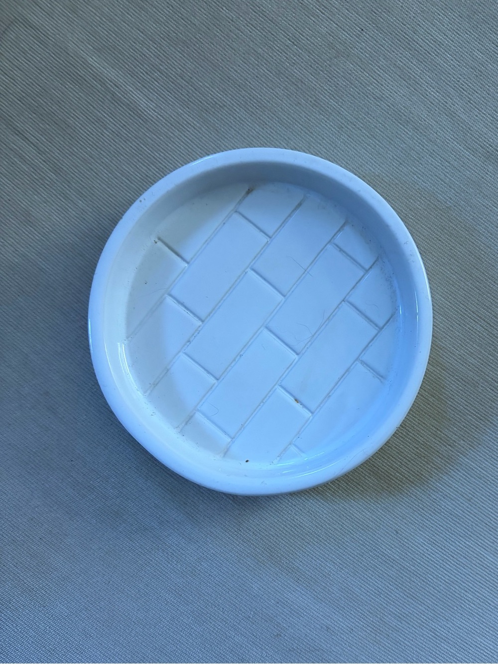 White Ceramic Trivet / Small Round Dish Soap Dish